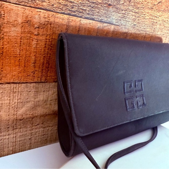 Vintage Givenchy Calfskin Satin Emblem Crossbody Black - Picture 5 of 16